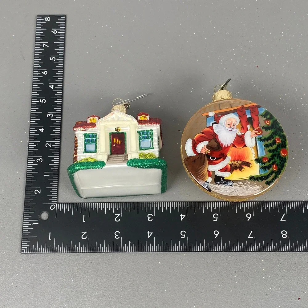 Old World Christmas Glass Ornaments Inside Art Santa Fireplace & Cottage House